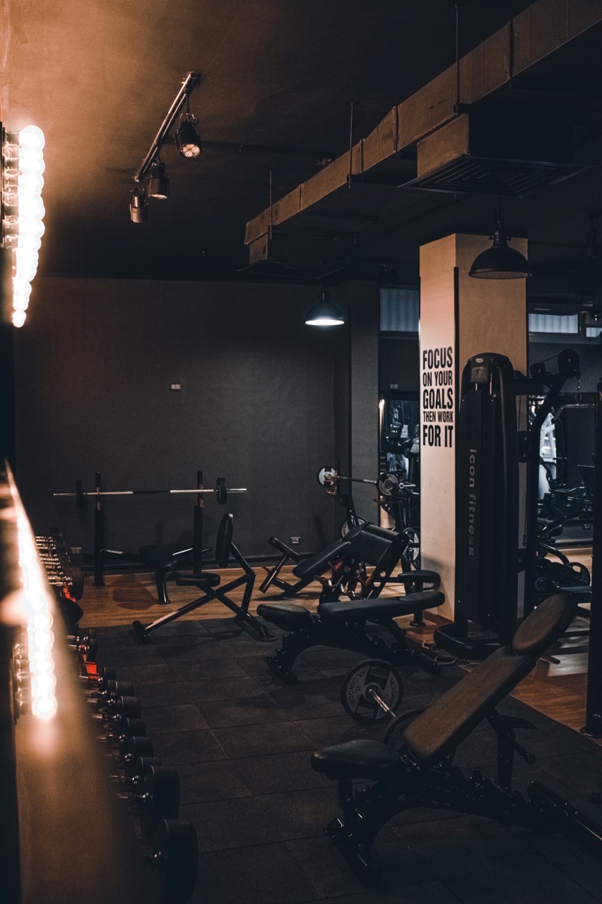 Weight training area with modern equipment